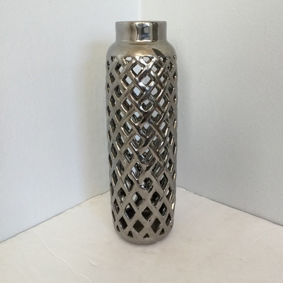 Anthropologie Other - Silver honeycomb vase home decor